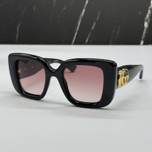 NEW GUCCI SUNGLASSES BLACK BROWN WOMEN EYEWEAR GUCCI GG1975S 001 - Picture 2 of 12